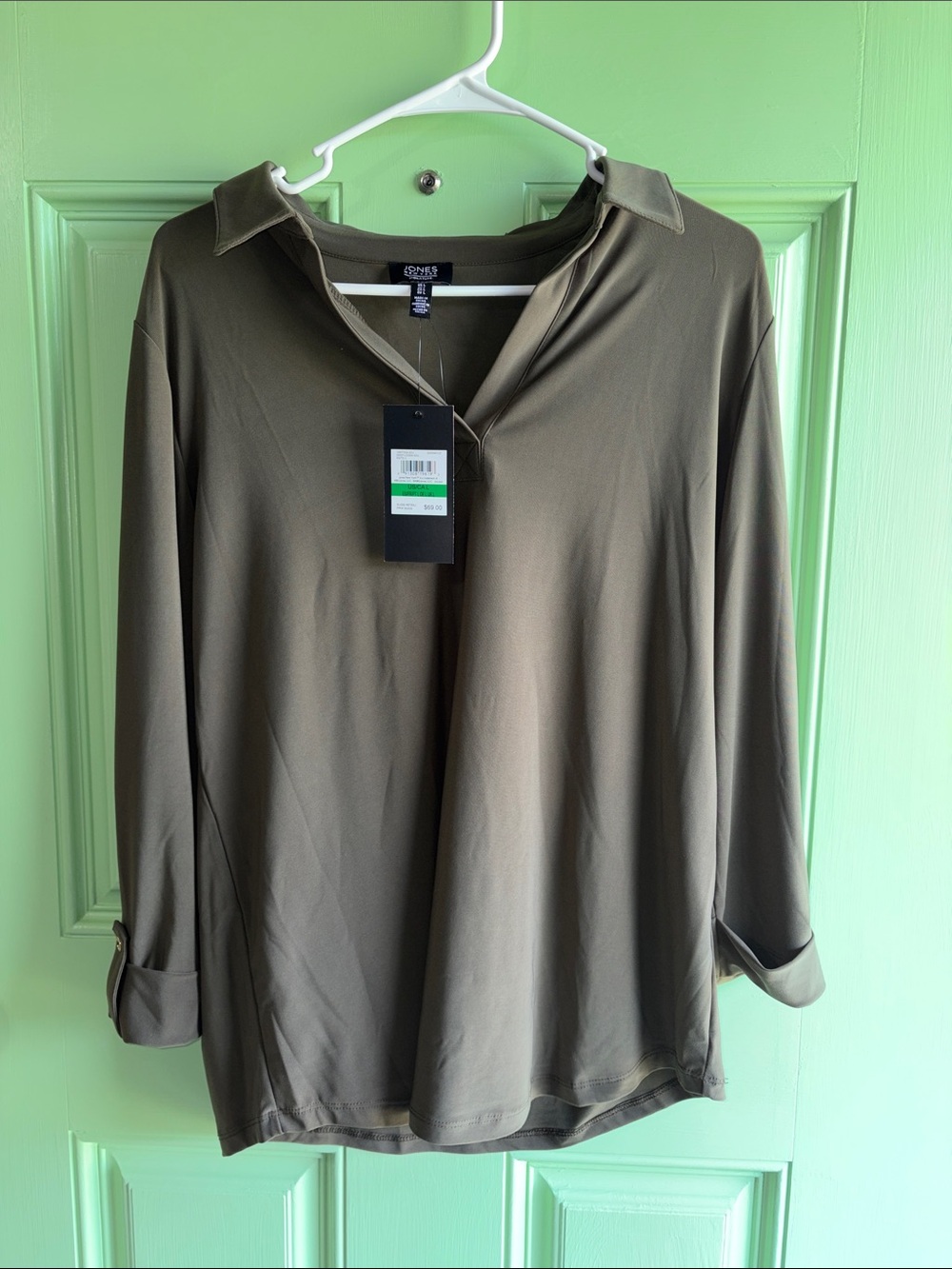 NWT Jones New York Olive Green / Brown Long Sleeve - Women’s size Large